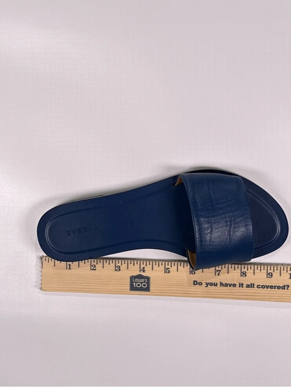 Everlane The Slide Sandal Single Strap Italian Leather Navy Blue Size 7.5
